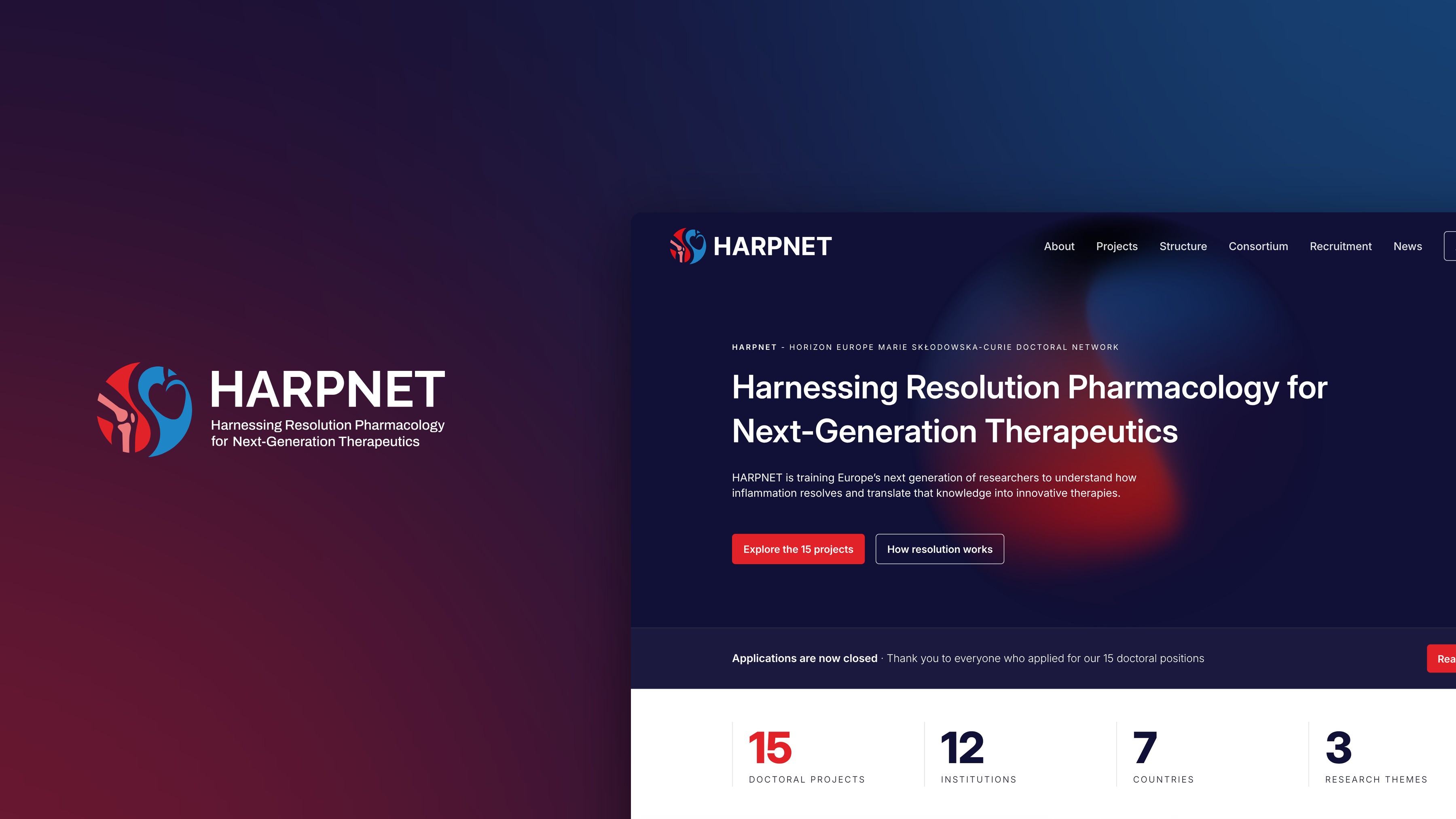 HARPNET logo and website homepage