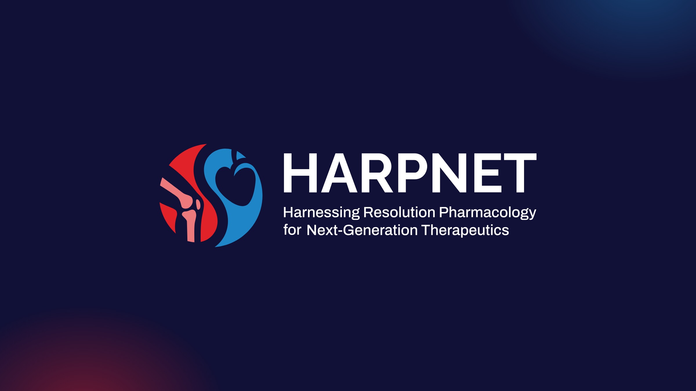 HARPNET logo with full name in white on navy