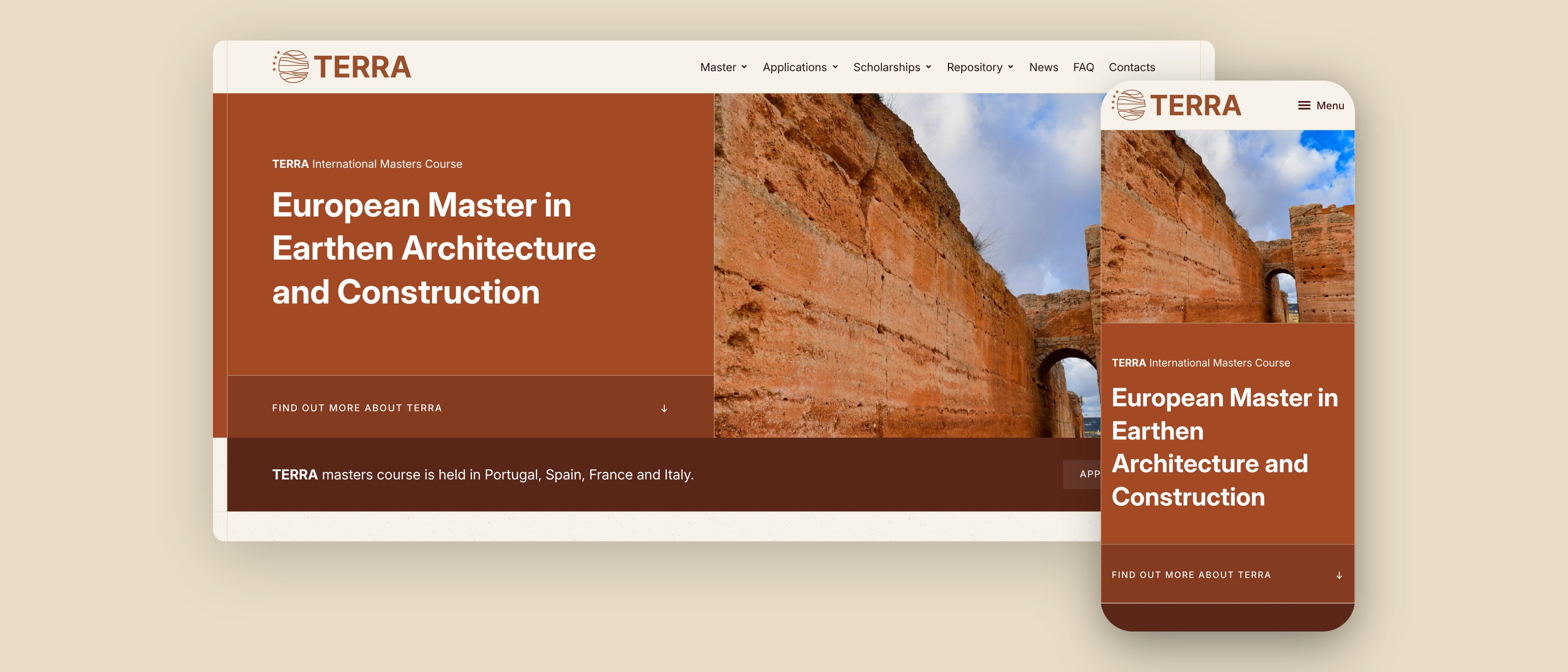 TERRA website homepage on desktop and mobile